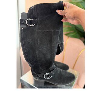 Pre-Loved: Croma Vintage Knee-High  Black Suede Boots [Size 6M]